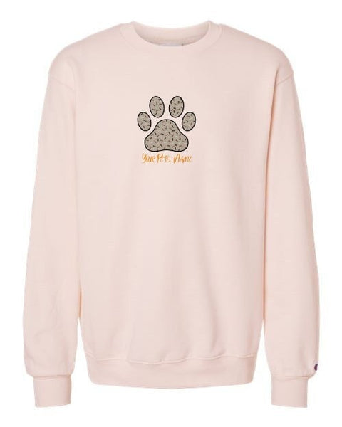 CUSTOM EMBROIDERED Paw Print Applique Crewneck Sweatshirt