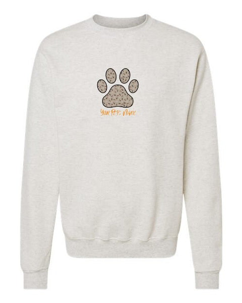 CUSTOM EMBROIDERED Paw Print Applique Crewneck Sweatshirt